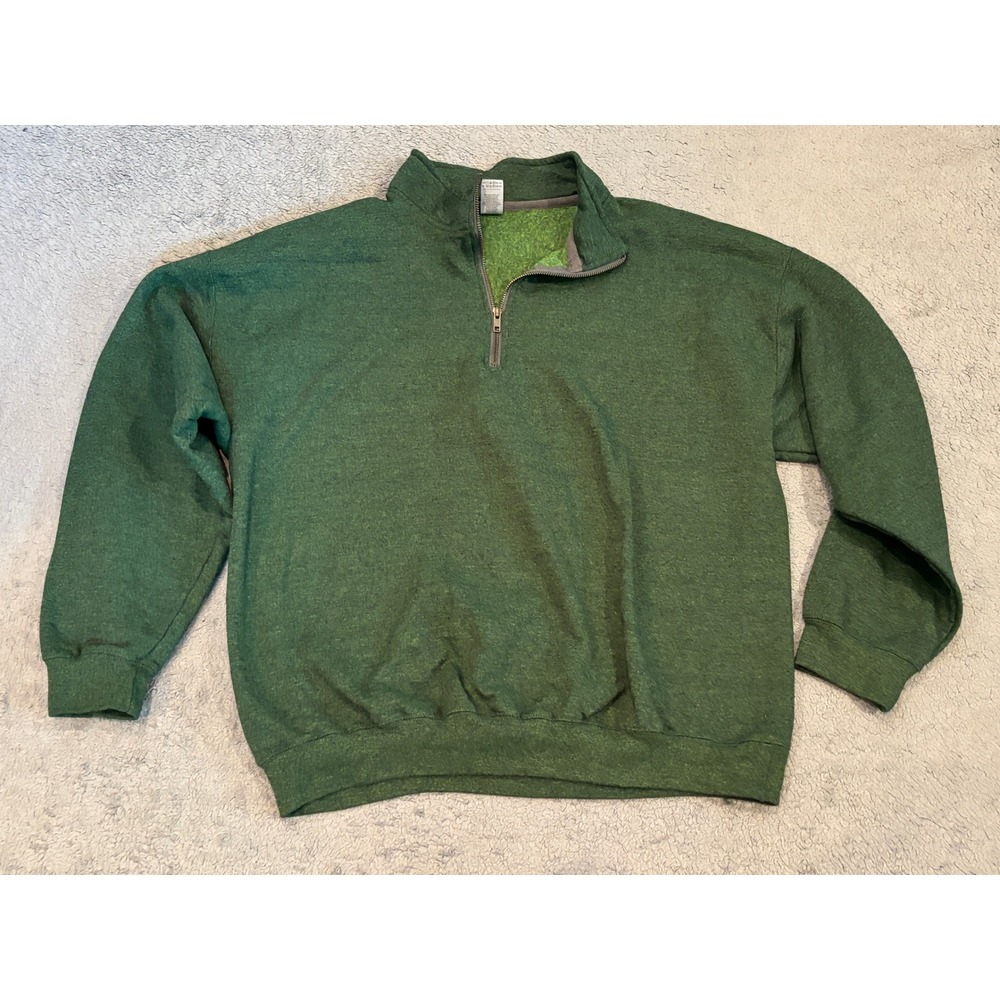 Gildan Heavy Blend Mens XL Forest Green Heather Quarter Zip Fleece Sweatshirt